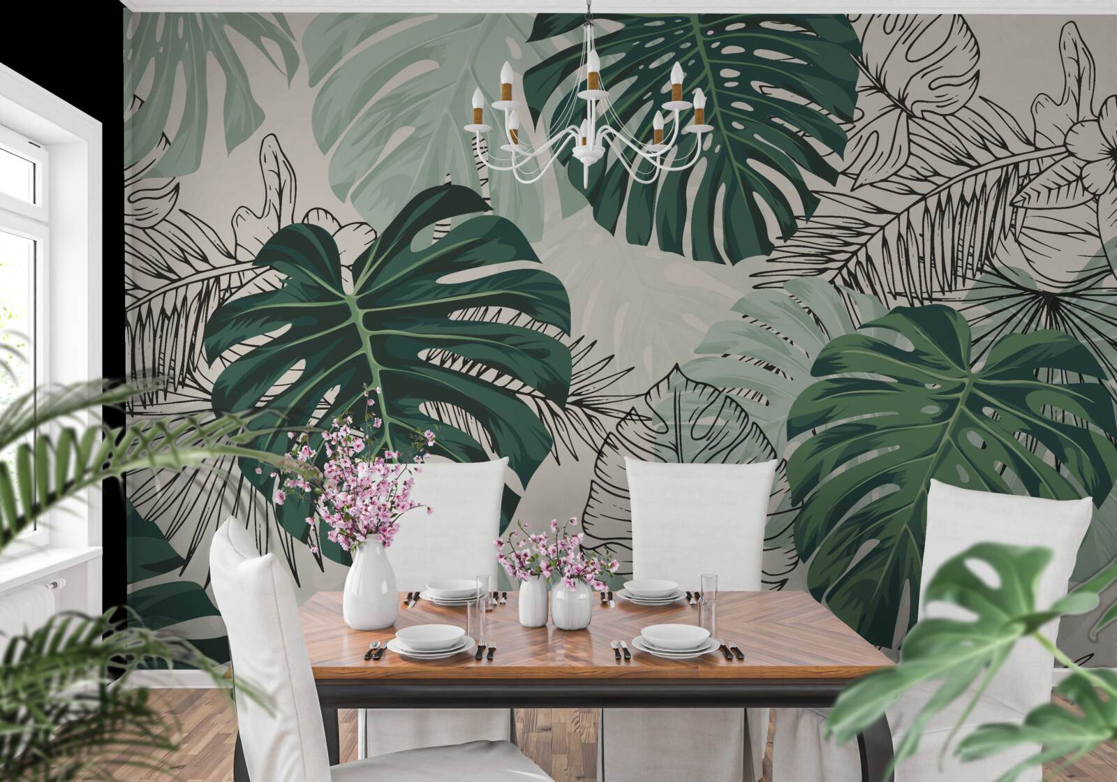 Fototapet frunzele texturate de monstera sunt maiestuoase