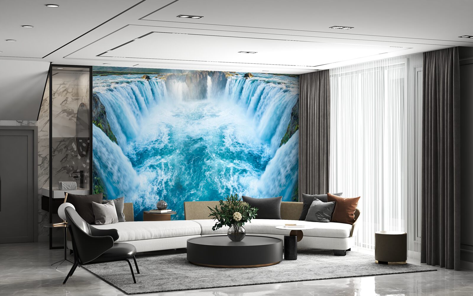 Fototapet o serie de cascade care se varsă în râu