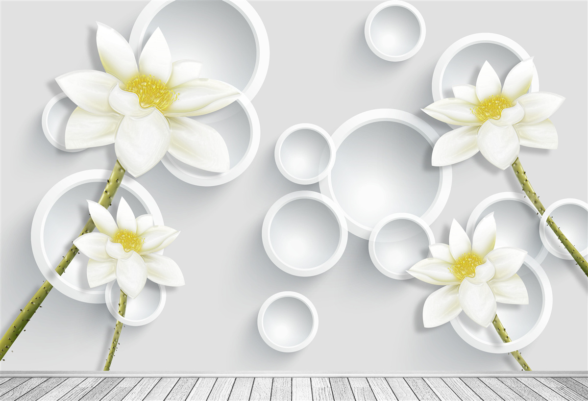 Fototapet florile sunt albe cu centrul galben