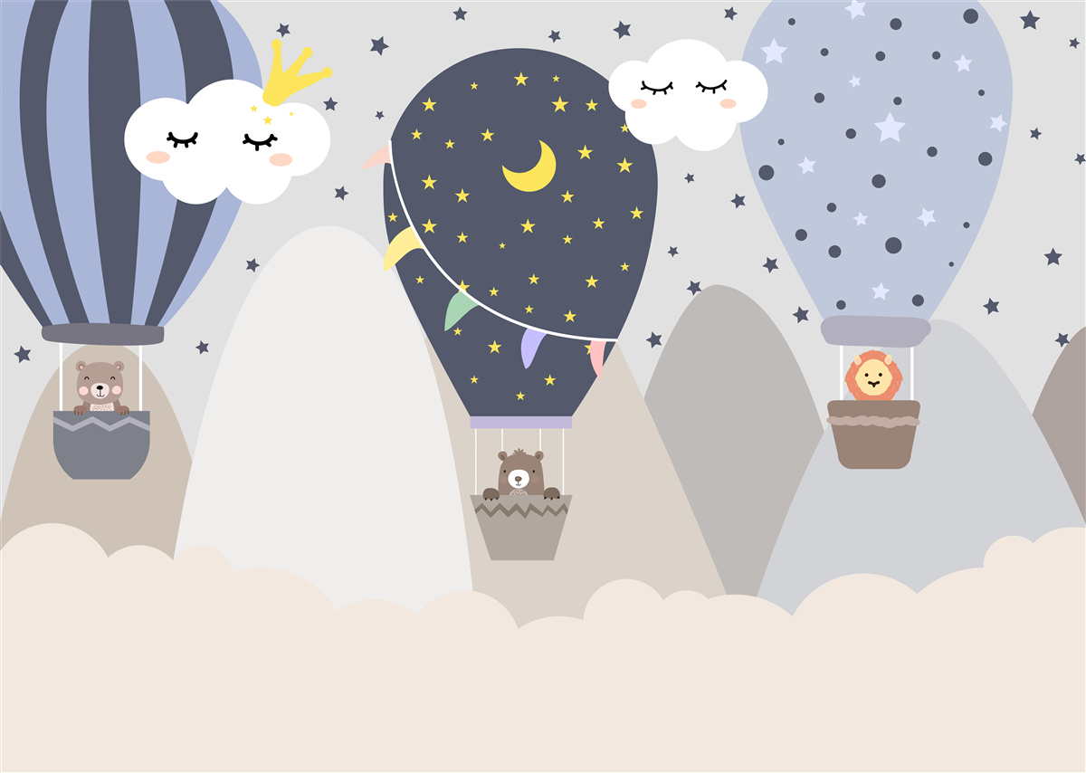 Fototapet animale care zboară în baloane