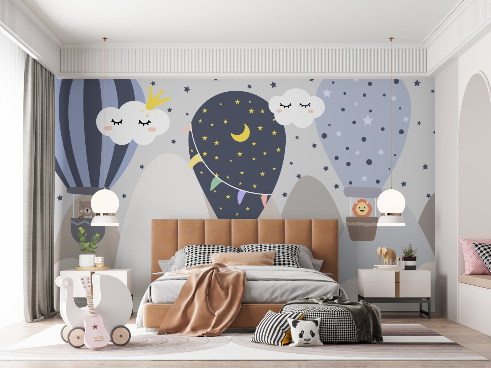 Fototapet animale care zboară în baloane