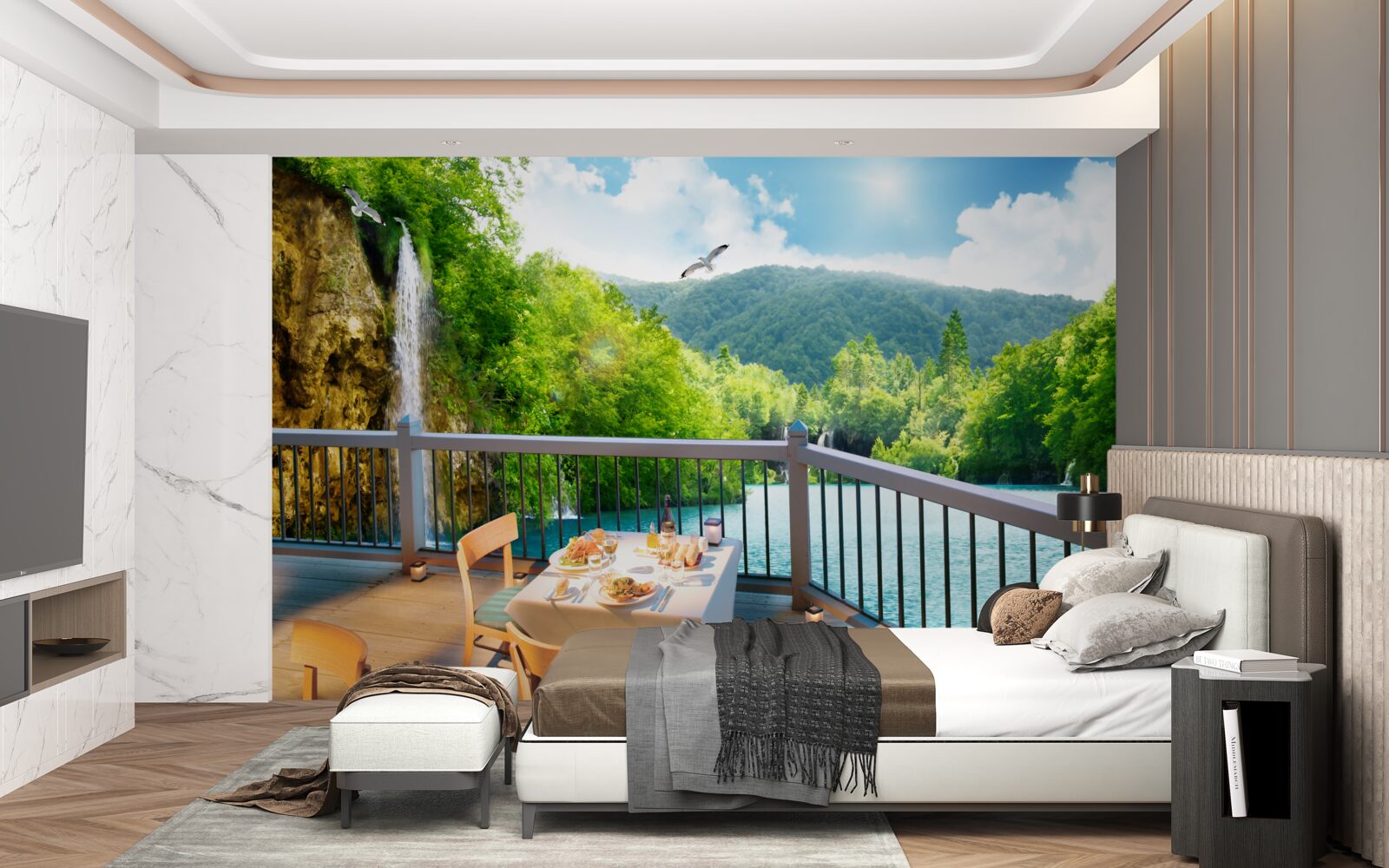 Fototapet Mic dejun cu peisaje uimitoare