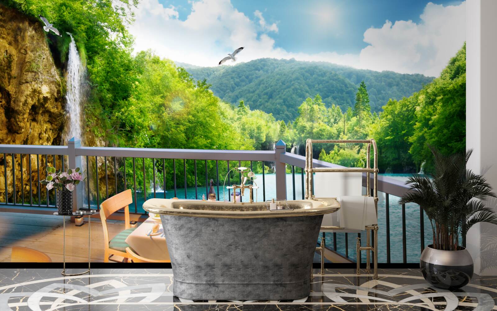 Fototapet Mic dejun cu peisaje uimitoare