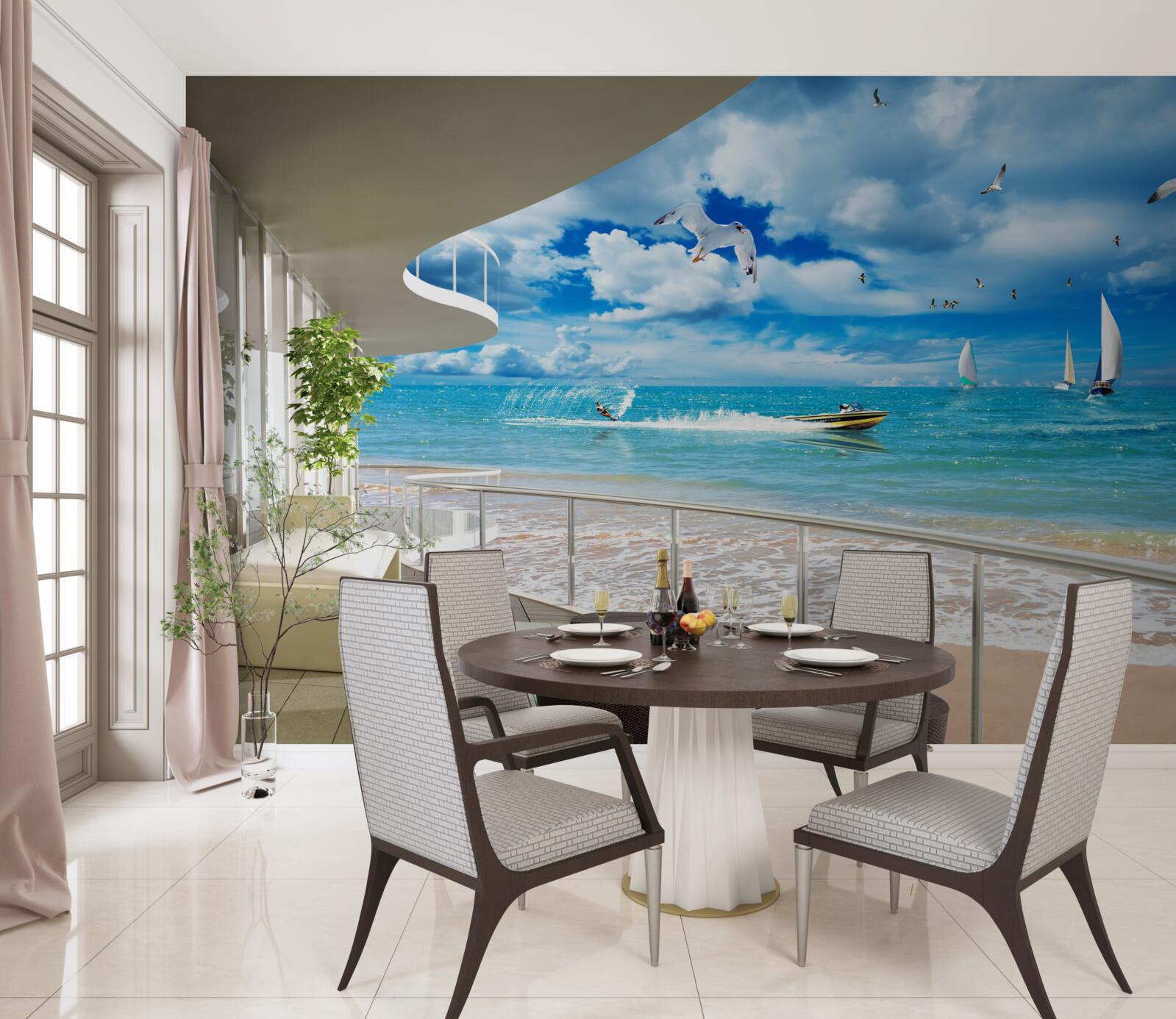 Fototapet vedere la mare și foișor modern