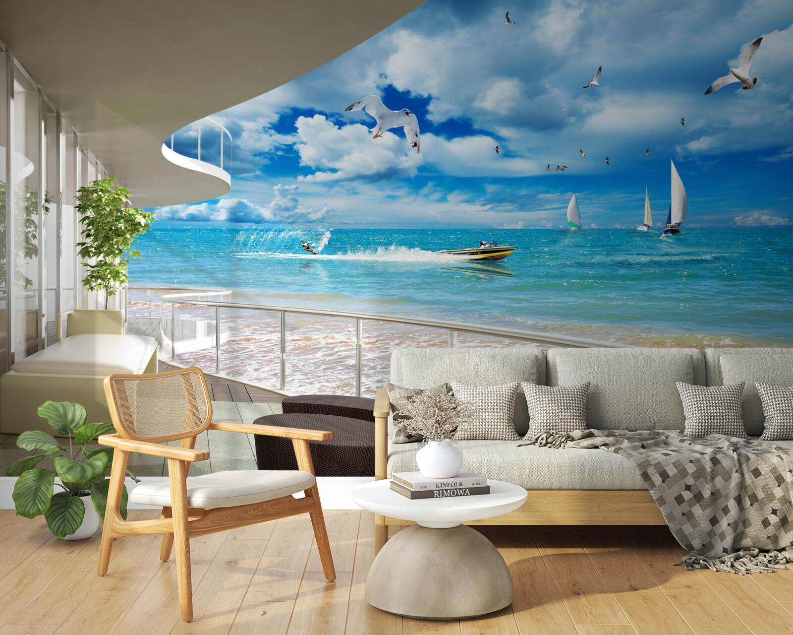 Fototapet vedere la mare și foișor modern