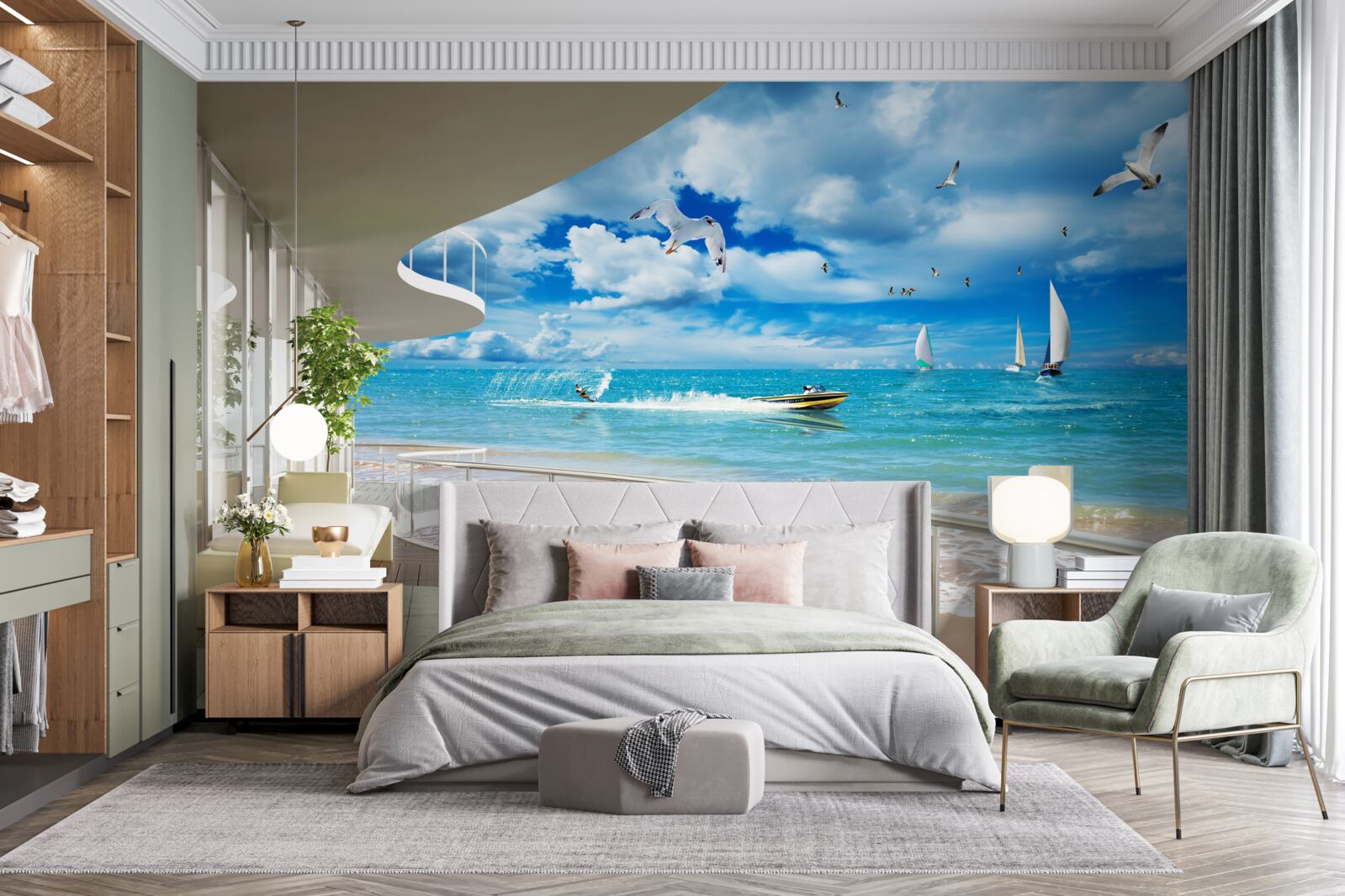 Fototapet vedere la mare și foișor modern