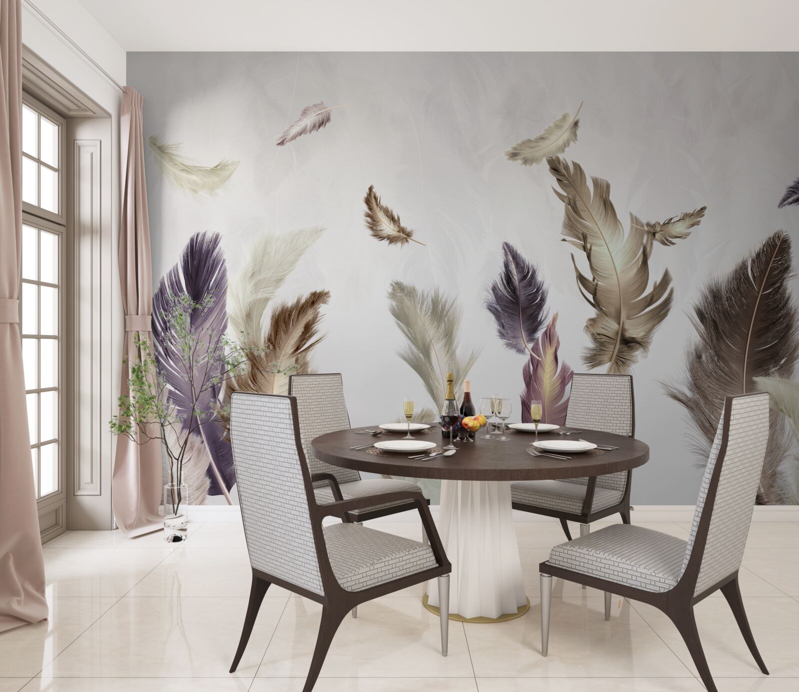 Fototapet tonuri cremoase de pană