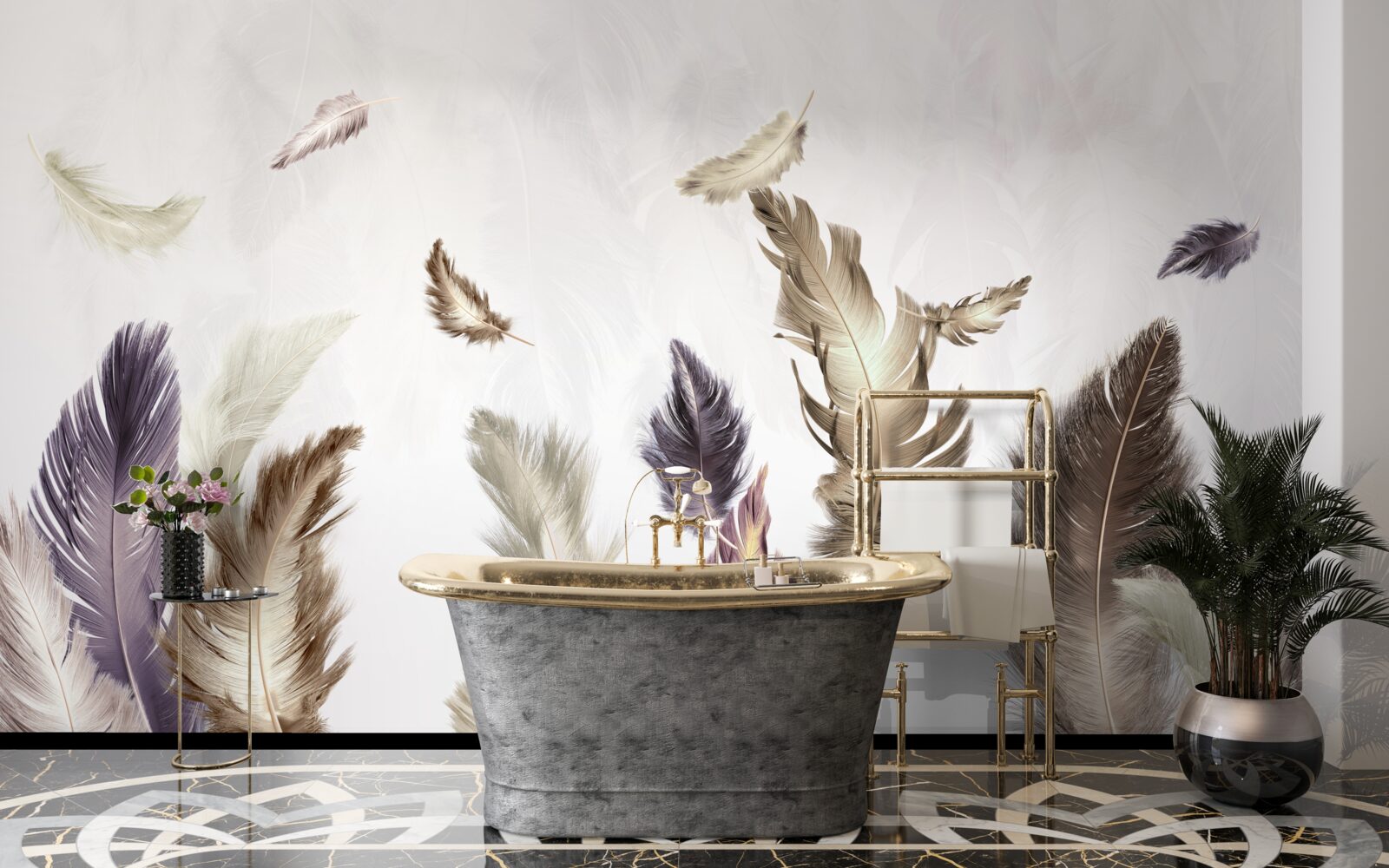 Fototapet tonuri cremoase de pană