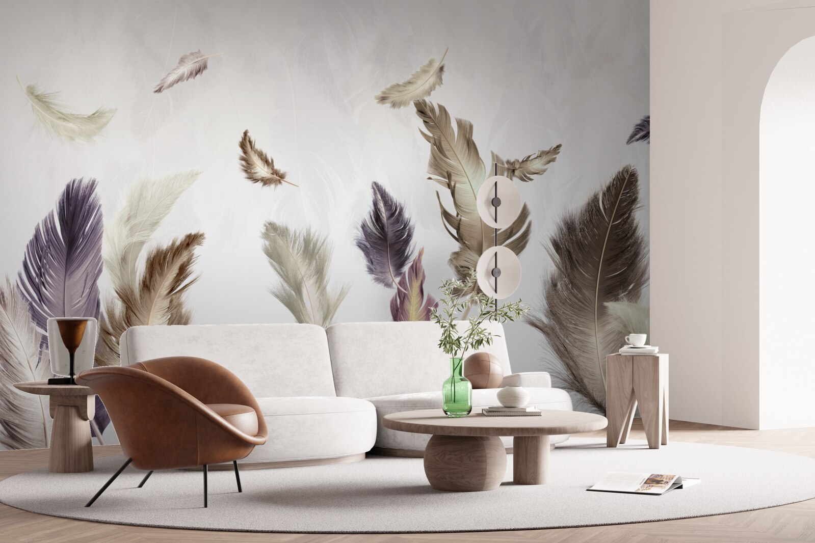 Fototapet tonuri cremoase de pană