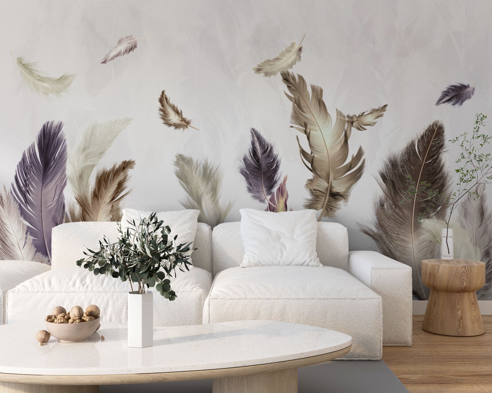 Fototapet tonuri cremoase de pană