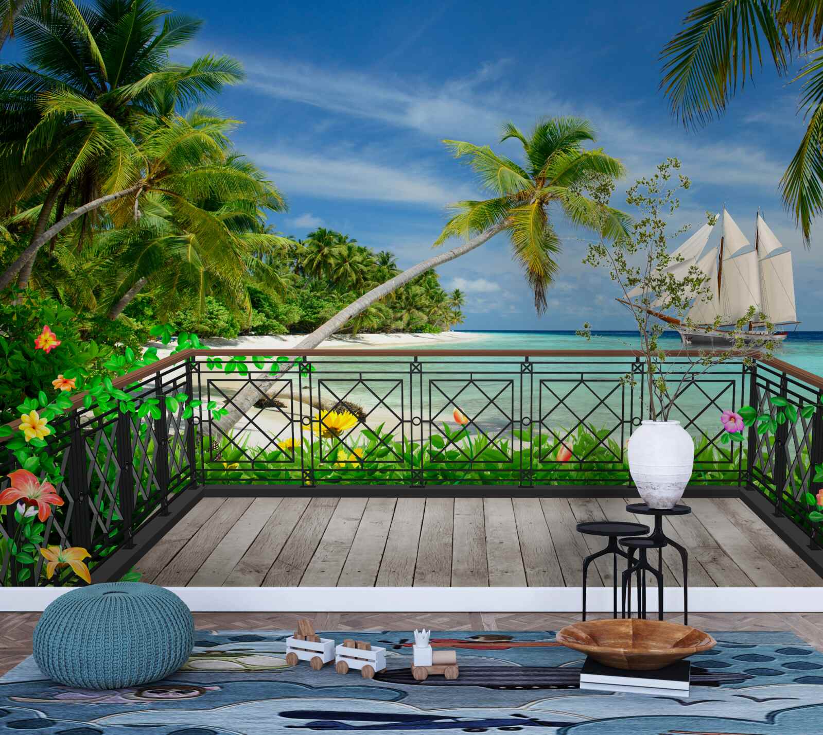 Fototapet malul mării cu balcon