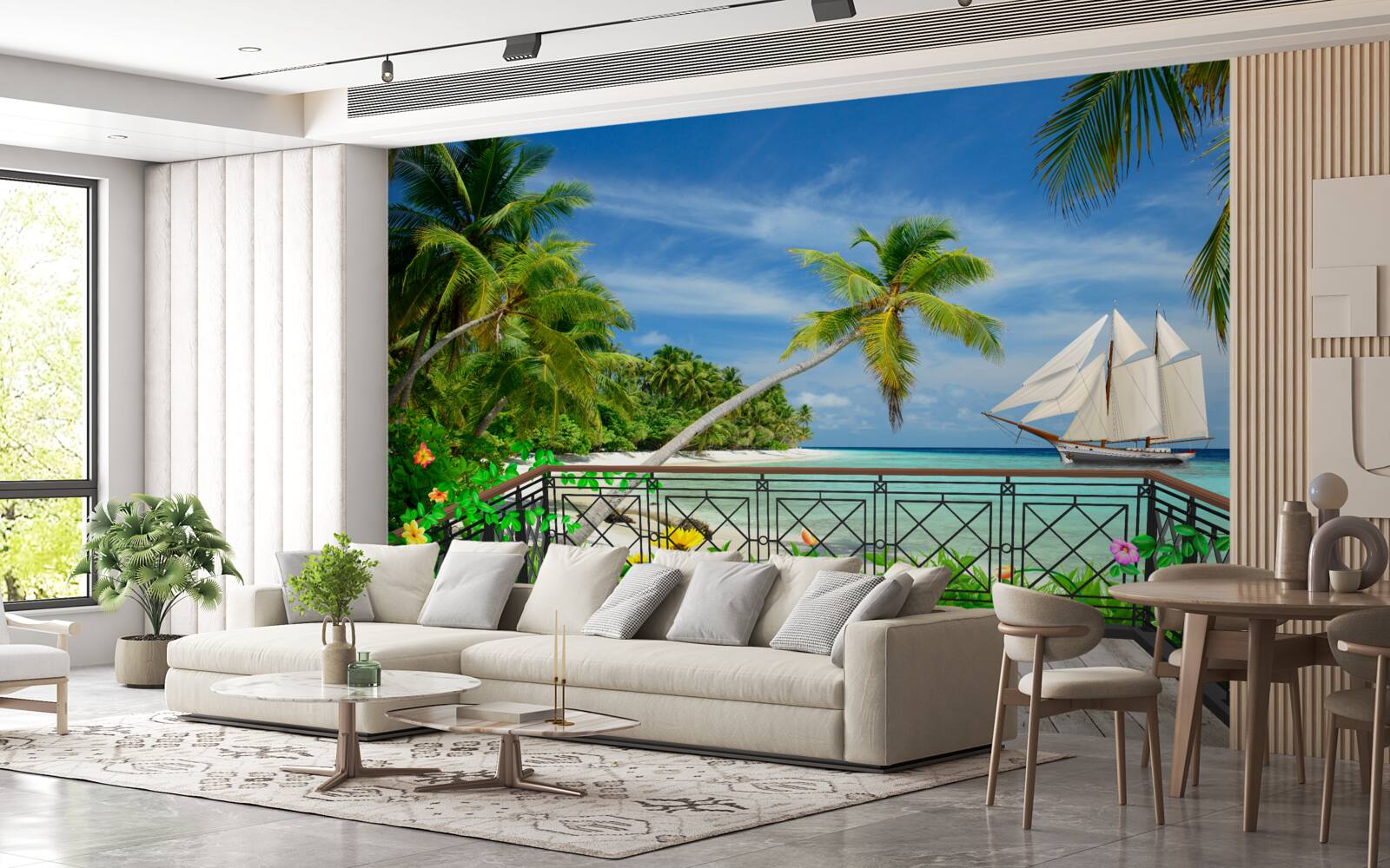 Fototapet malul mării cu balcon