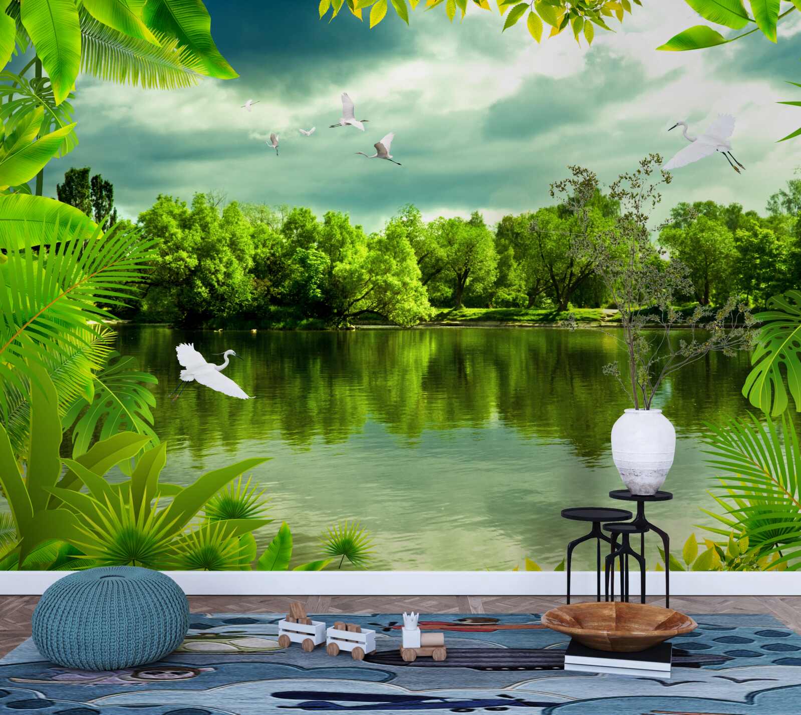 Fototapet lac spectaculos în pădure