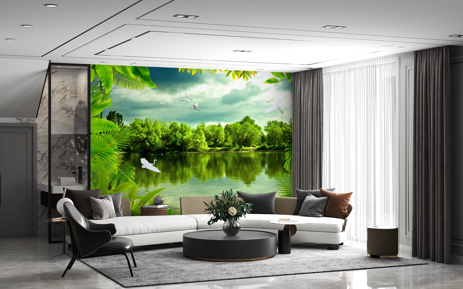 Fototapet lac spectaculos în pădure