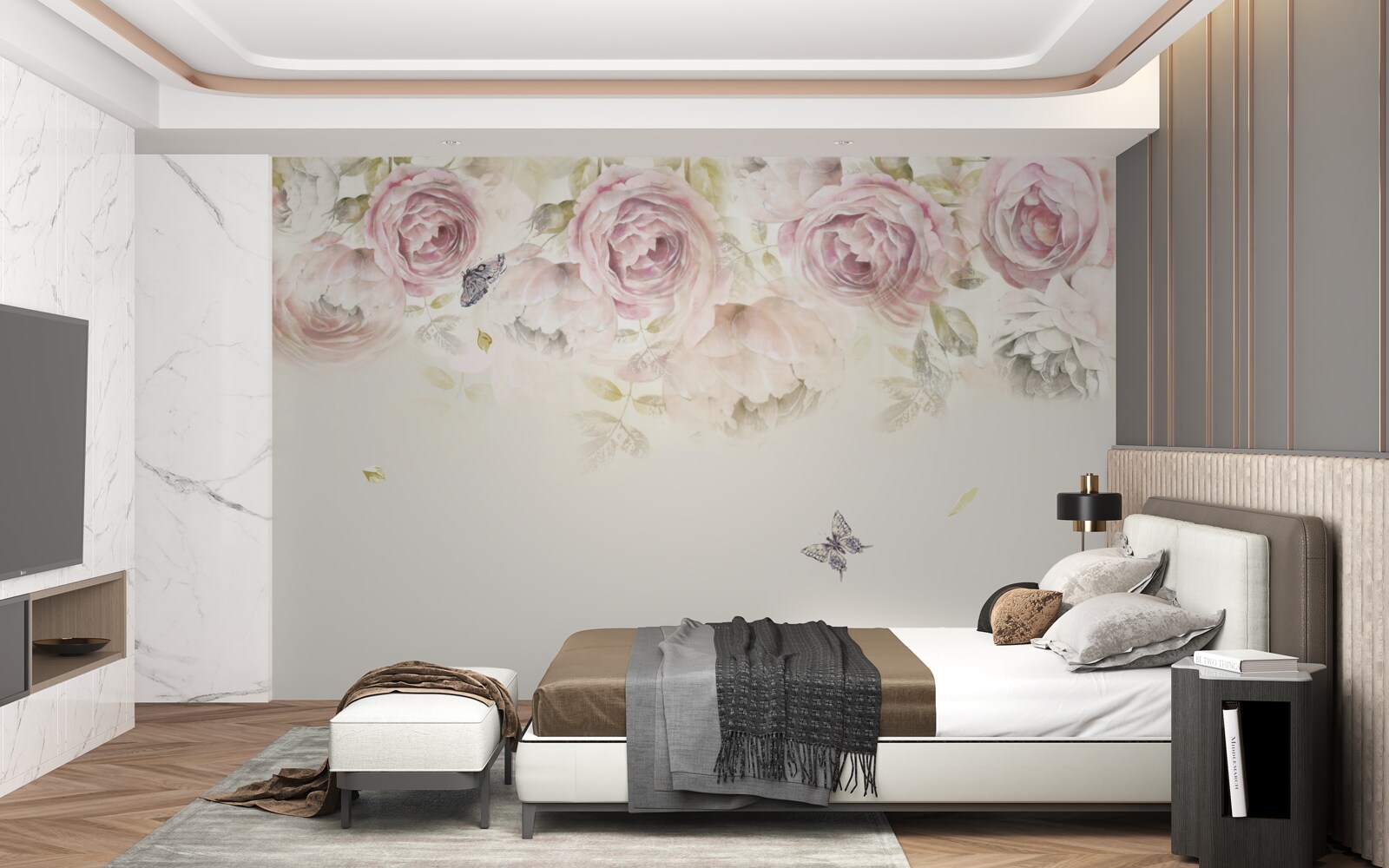 Fototapet coroană de trandafiri abundenți