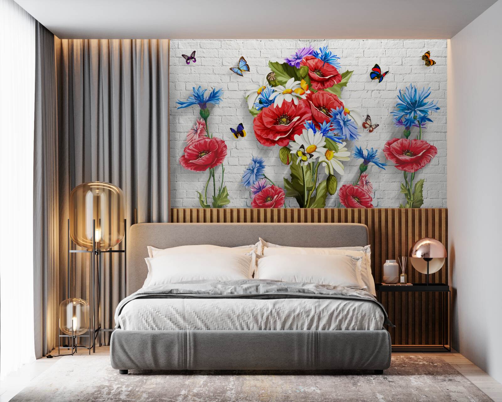 Fototapet fluturi și flori pline de splendoarea primăverii