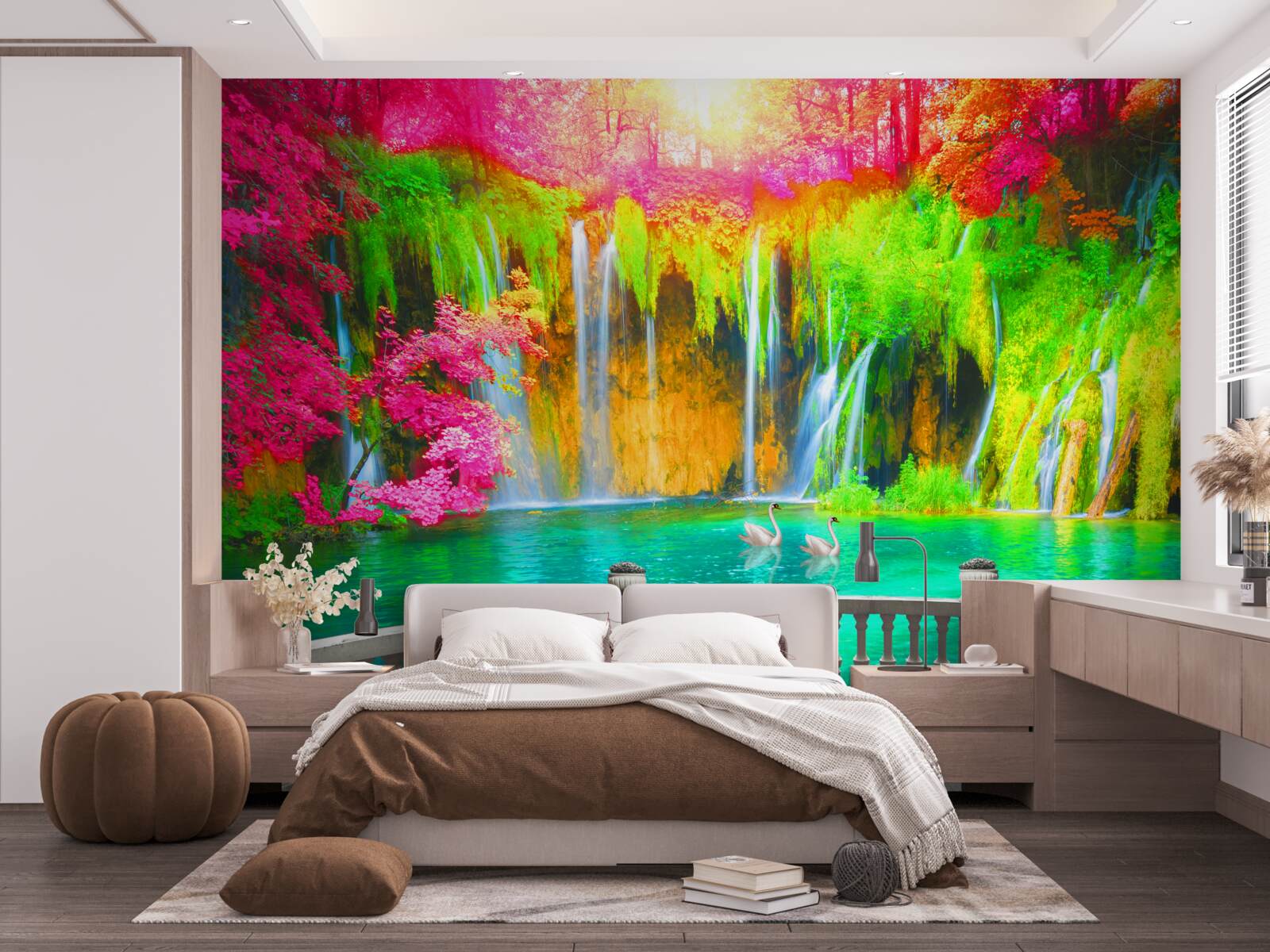 Fototapet terasă cu vedere panoramică la peisajul rural pitoresc