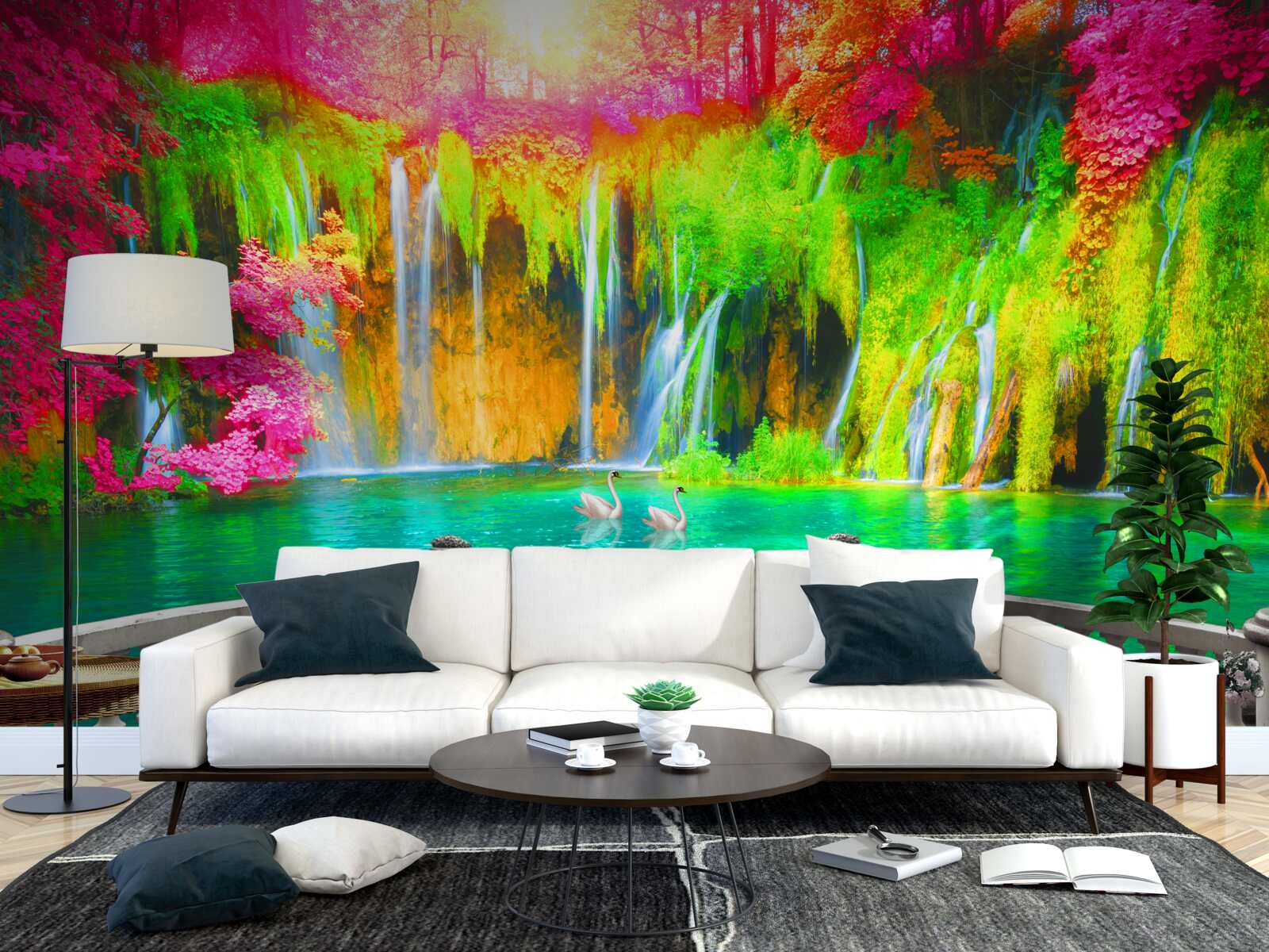 Fototapet terasă cu vedere panoramică la peisajul rural pitoresc