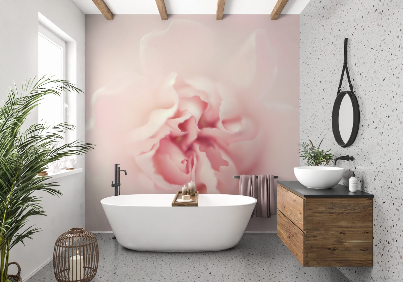 Fototapet imagine detaliată a inimii unei flori roz