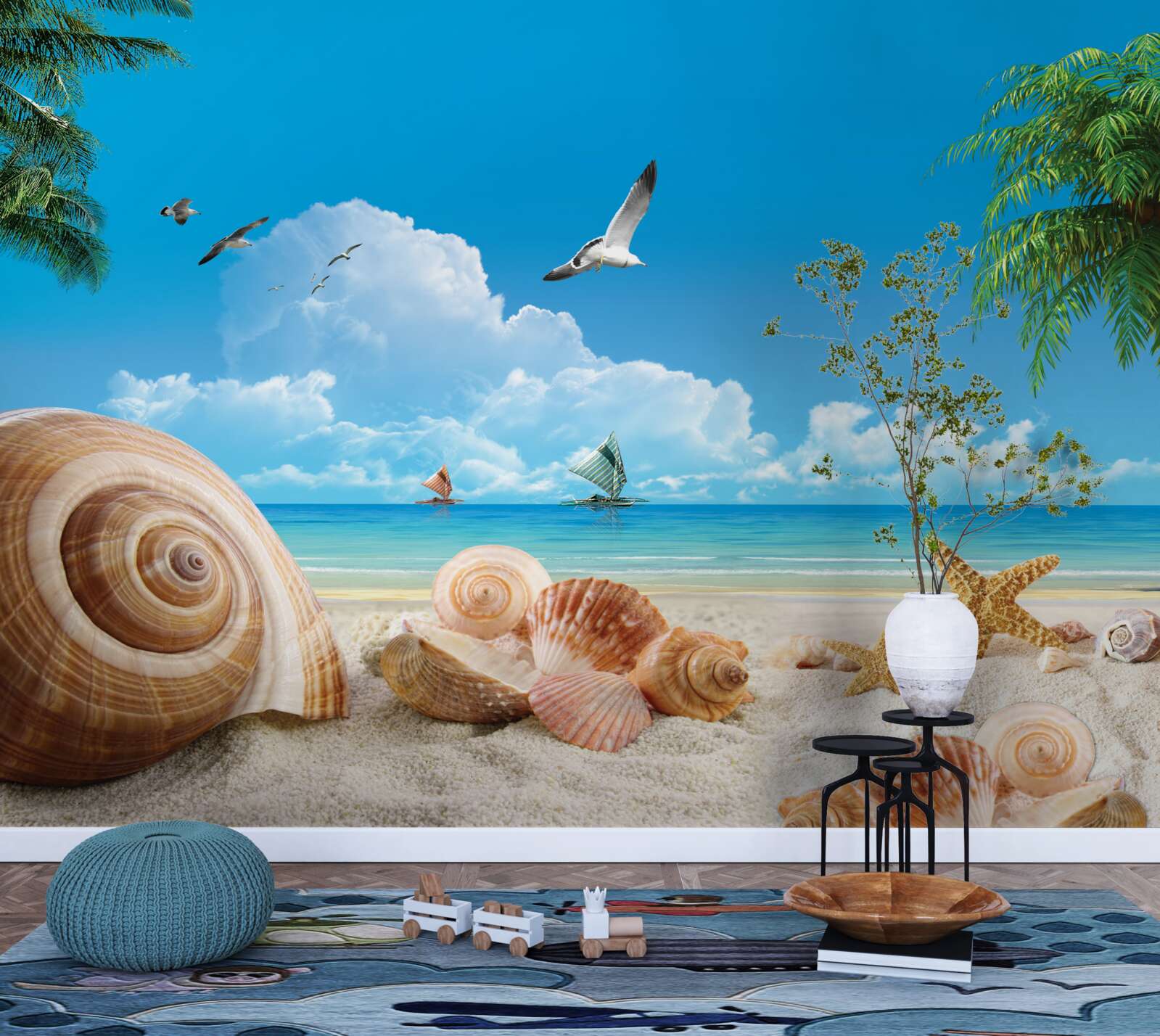 Fototapet scoici pe malul mării