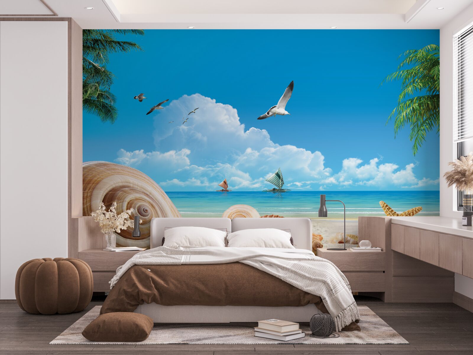 Fototapet scoici pe malul mării