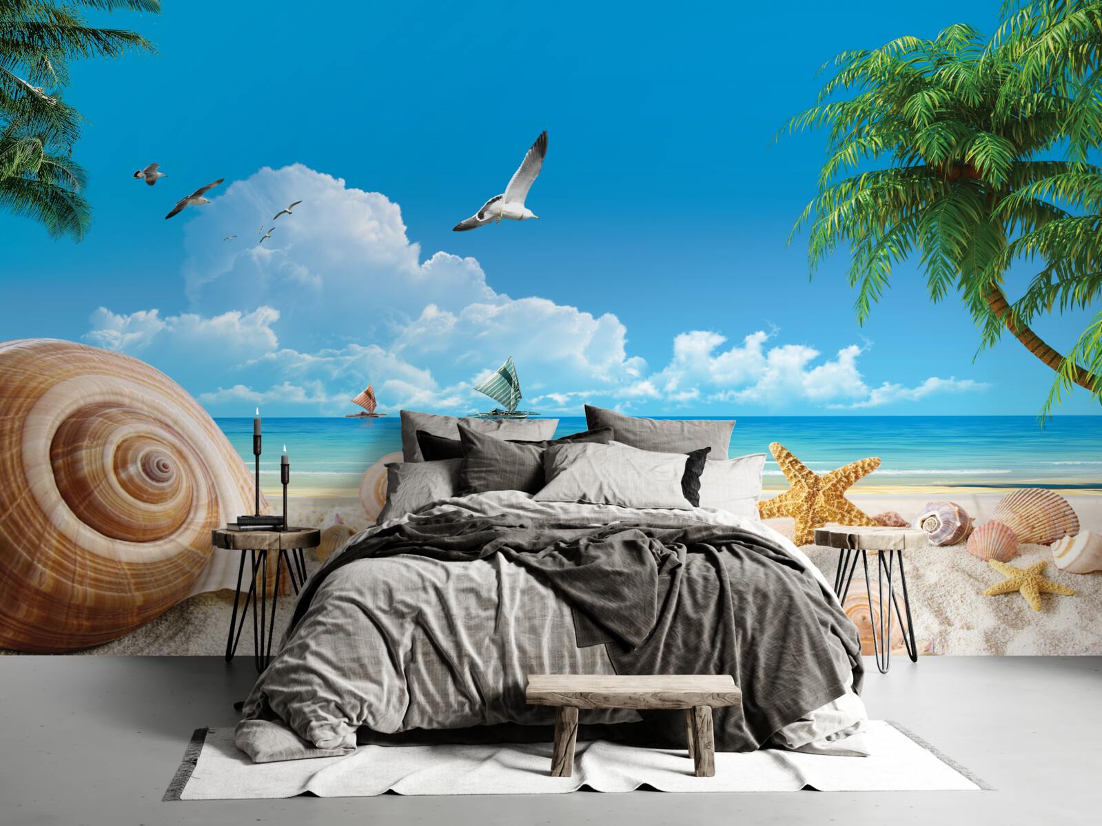 Fototapet scoici pe malul mării