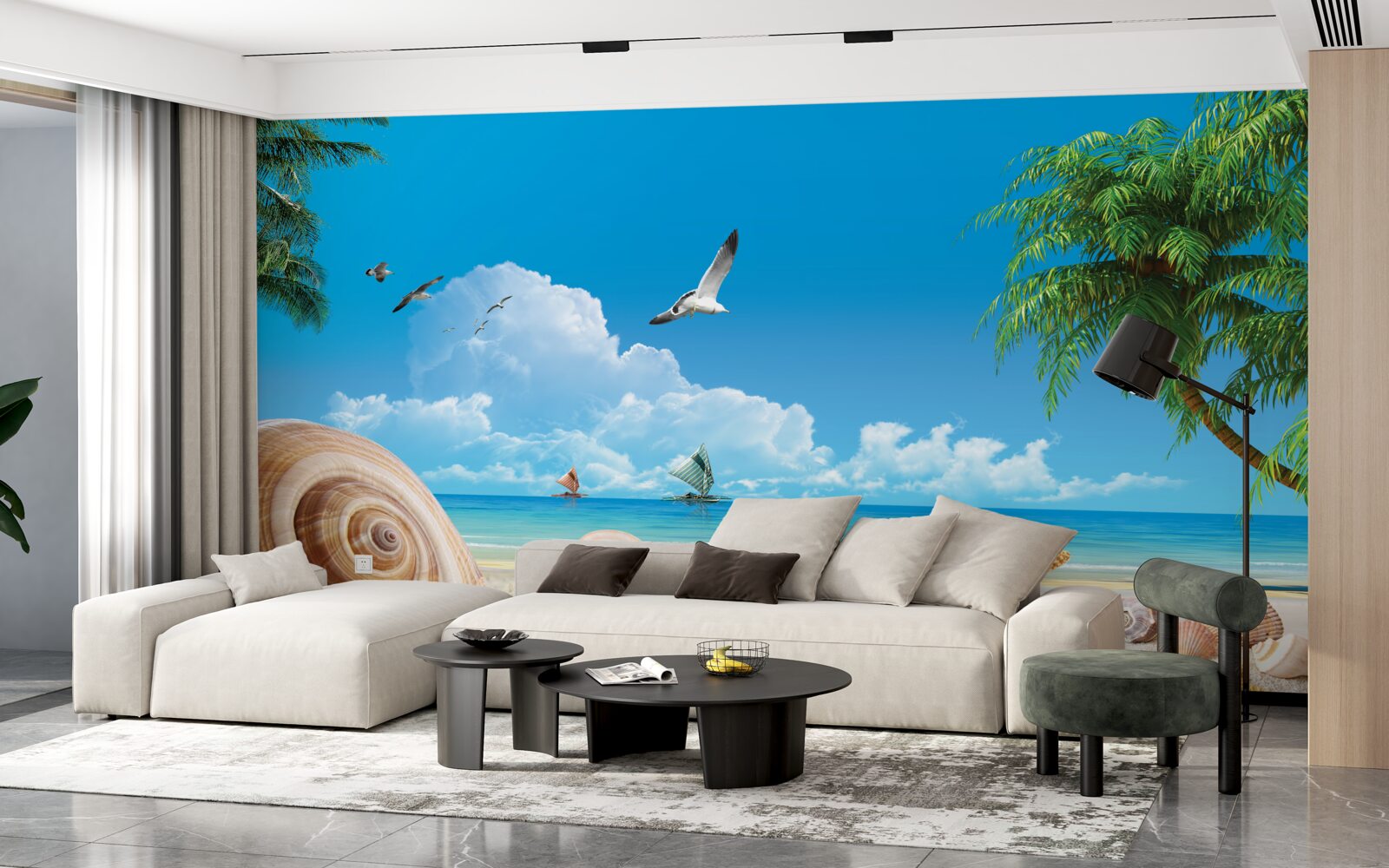 Fototapet scoici pe malul mării