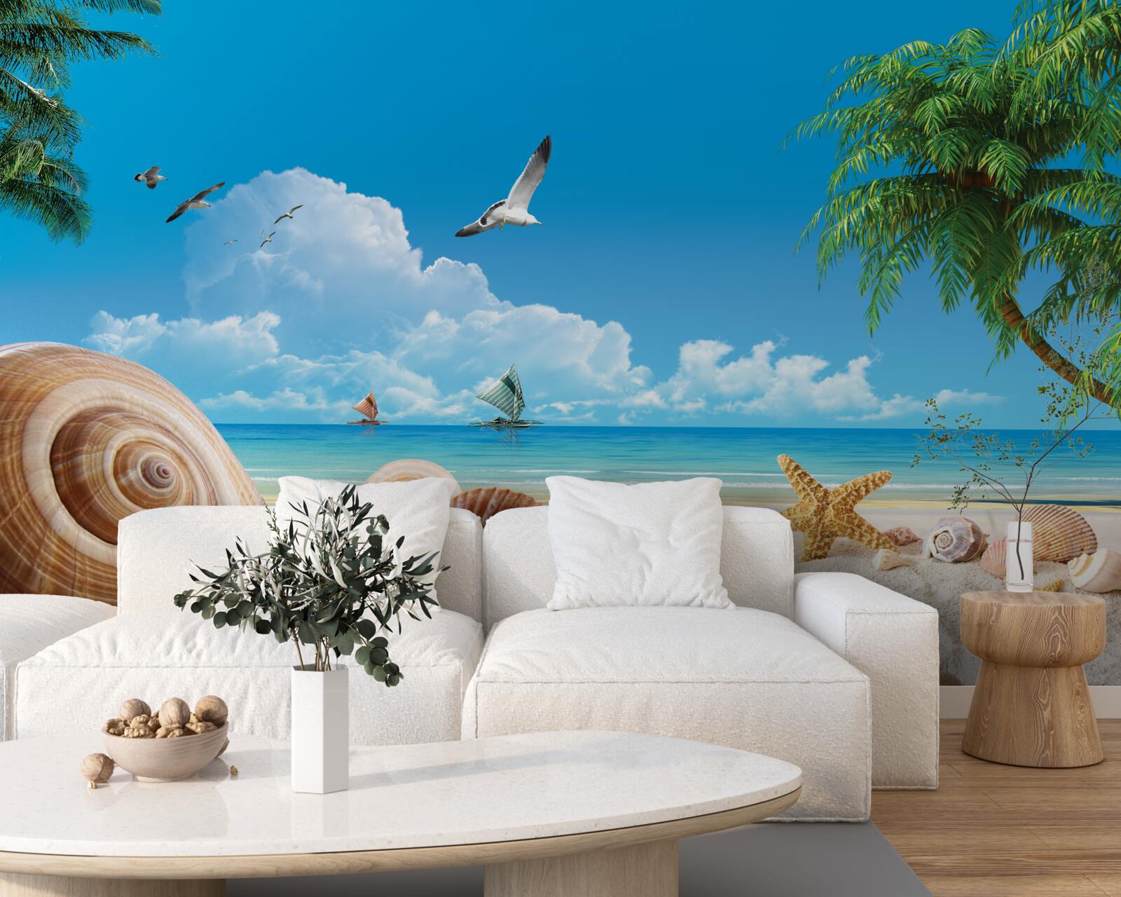 Fototapet scoici pe malul mării