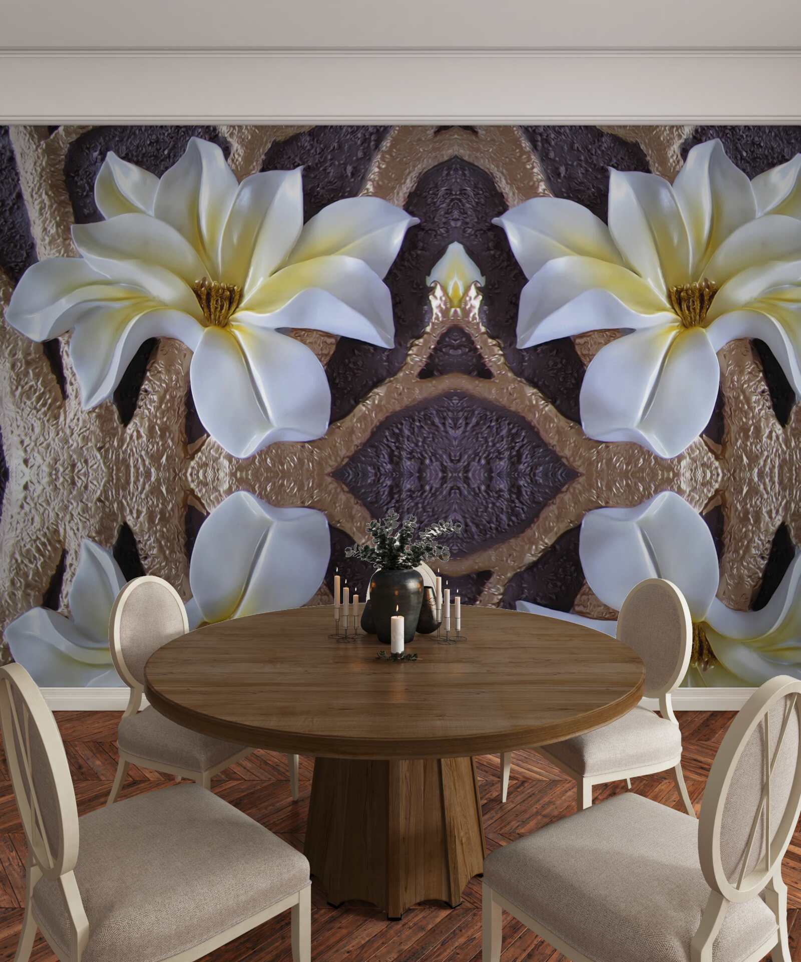 Fototapet flori albe mari