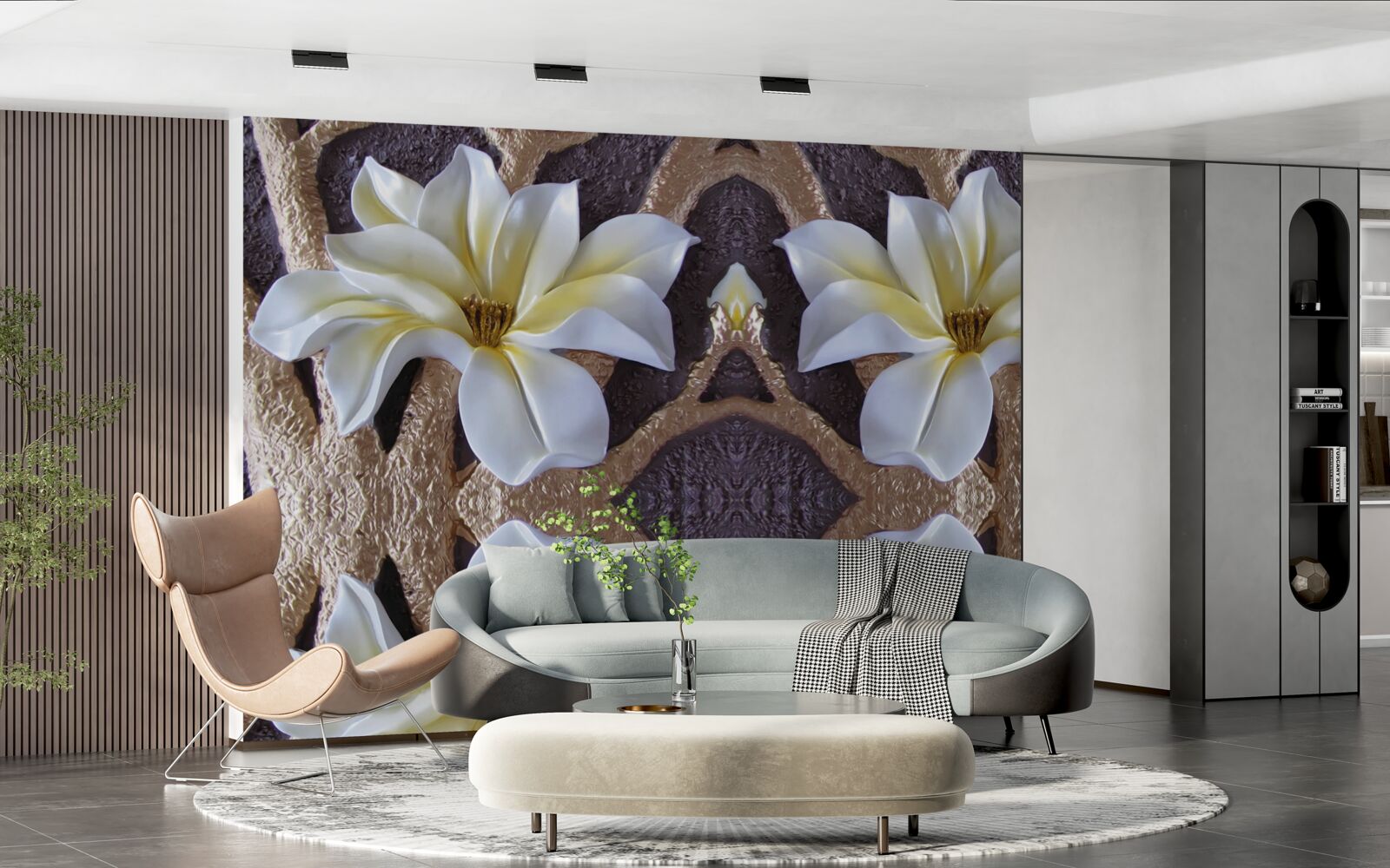 Fototapet flori albe mari