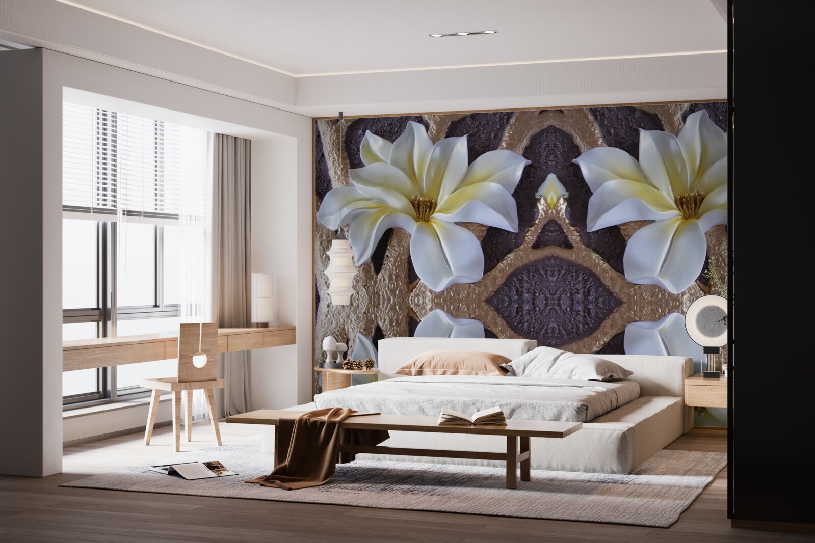 Fototapet flori albe mari