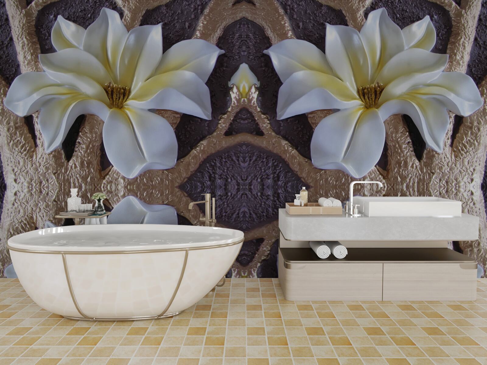 Fototapet flori albe mari