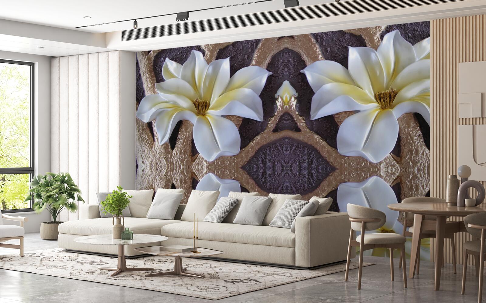 Fototapet flori albe mari