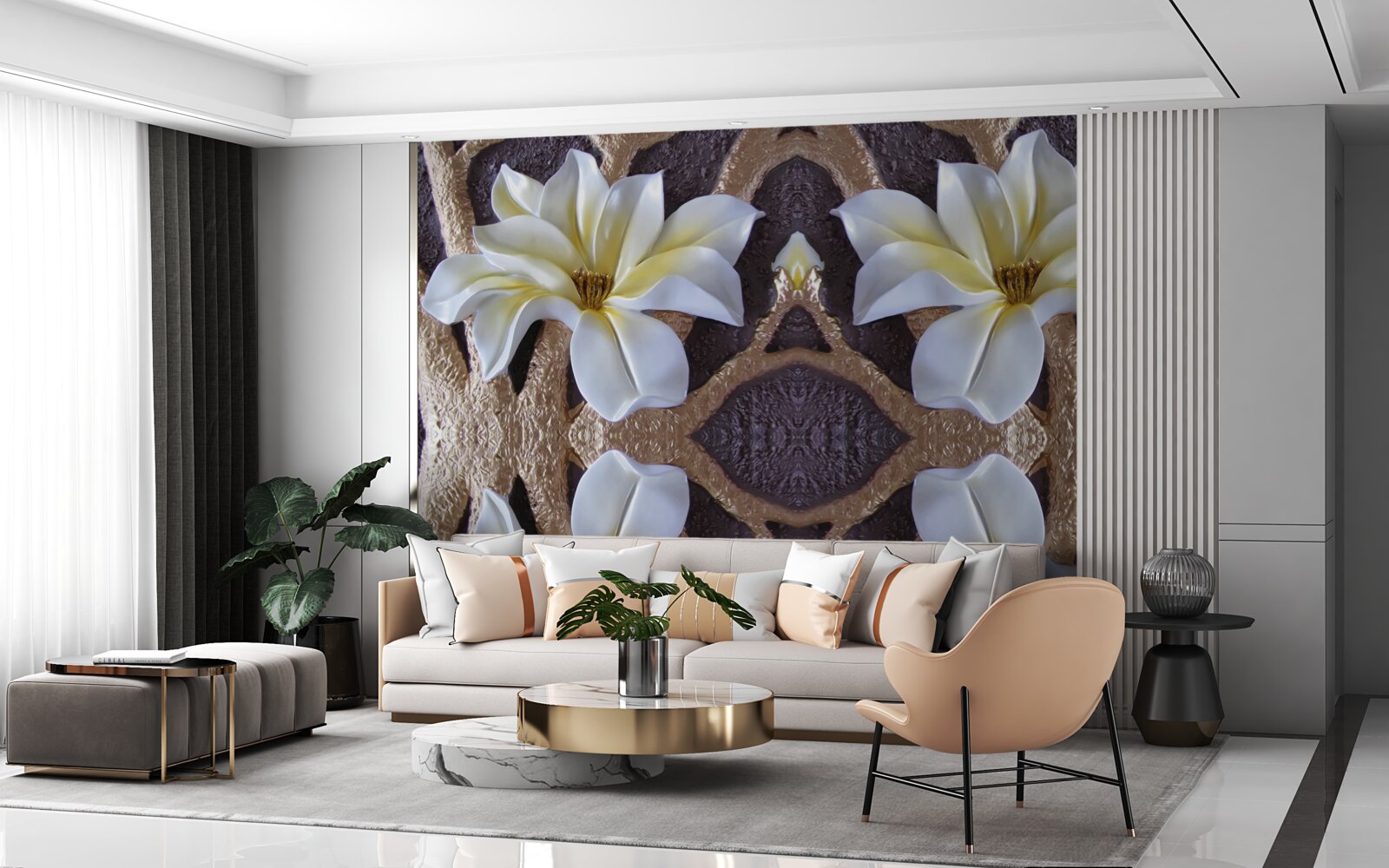 Fototapet flori albe mari