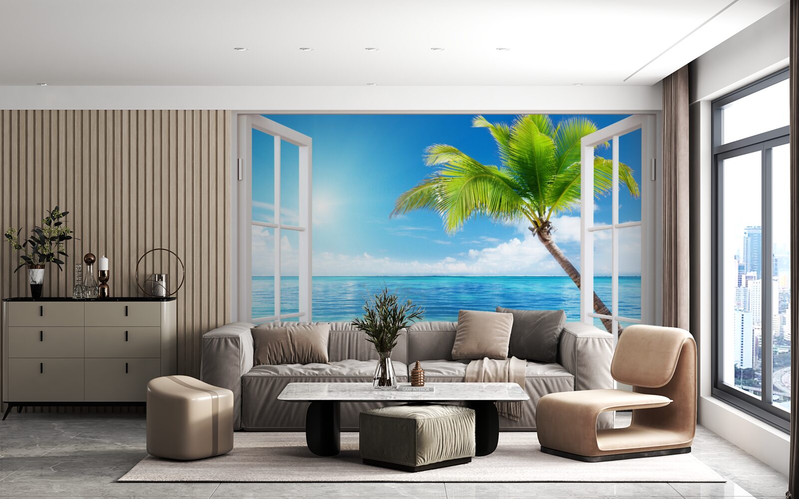 Fototapet În afara ferestrei, un deliciu tropical exotic