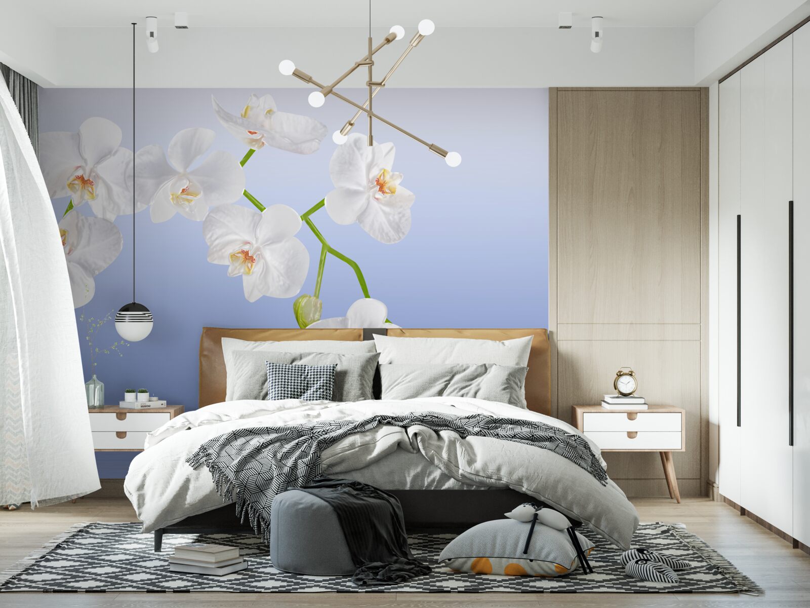 Fototapet Orhidee albă ca zăpada deasupra suprafeței apei