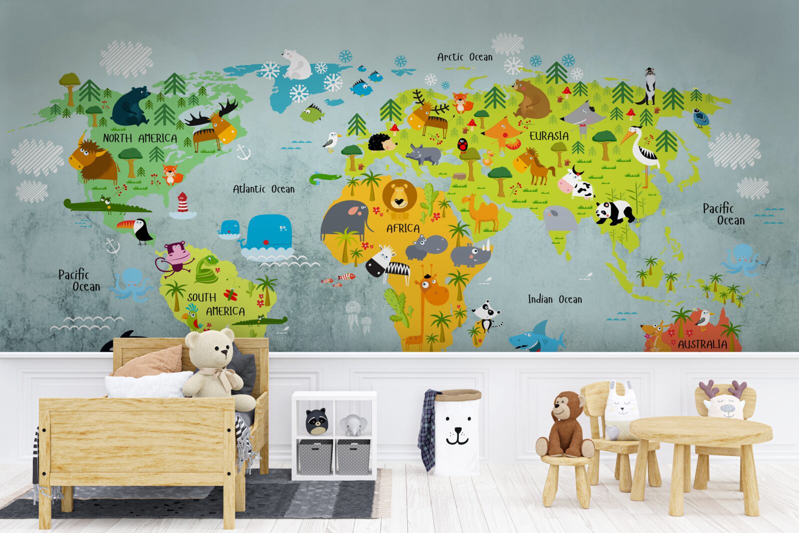 Fototapet hartă clară a lumii pentru copii