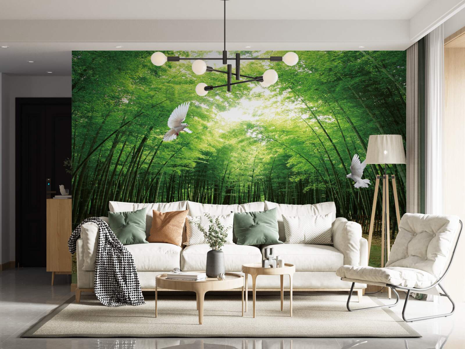 Fototapet intrați în grădina botanică, amenajată și locuită de porumbei