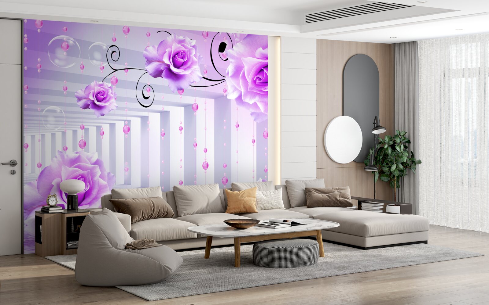 Fototapet trandafiri de liliac plutind pe apă