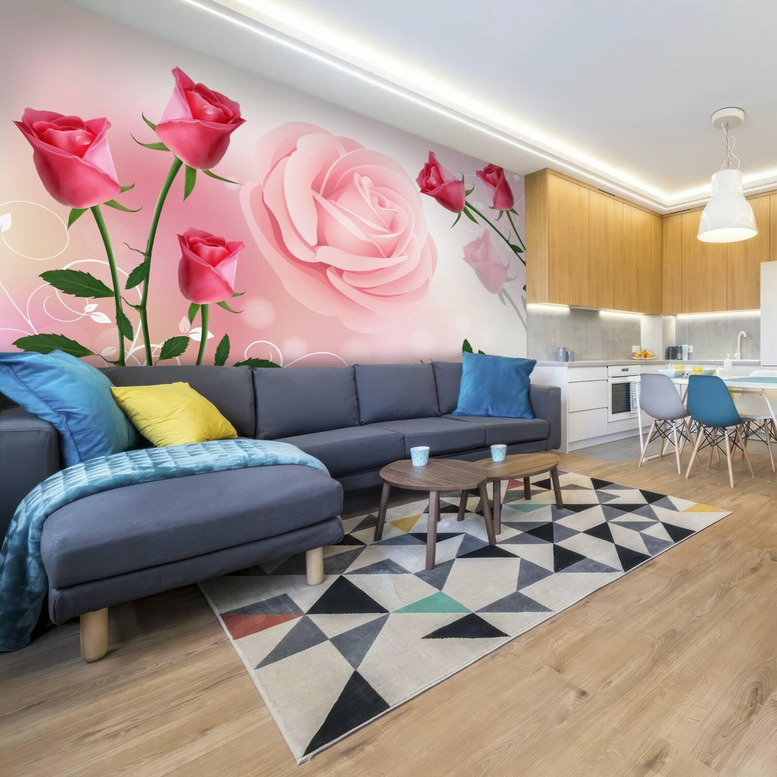 Fototapet set de boboci de trandafir roz