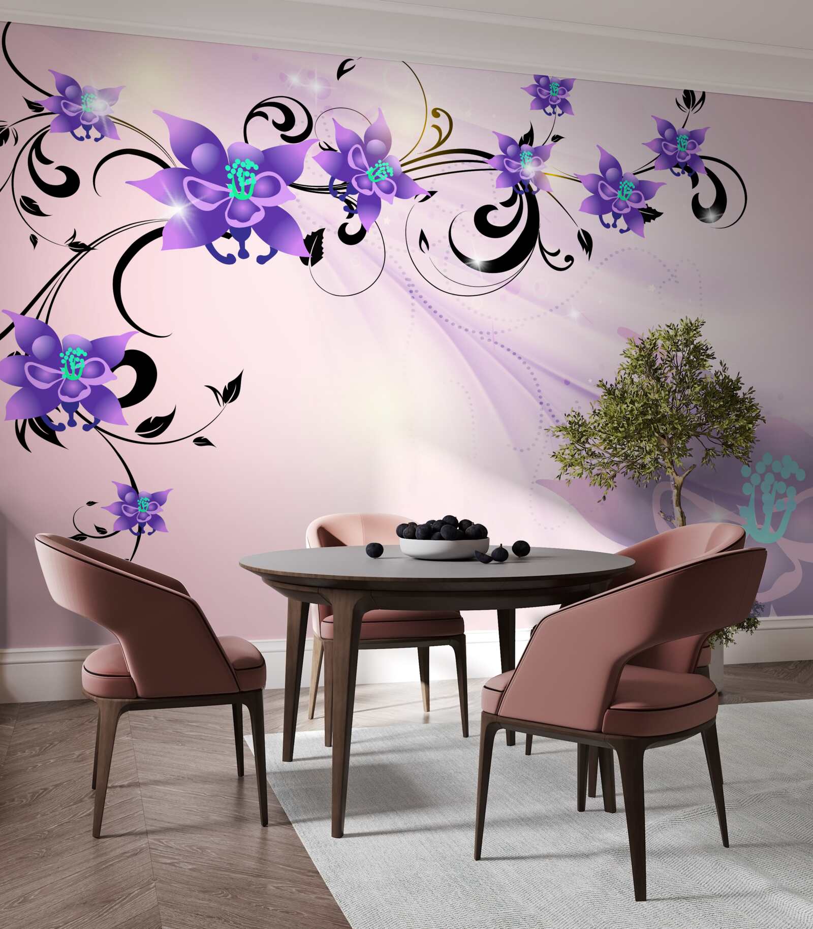 Fototapet strălucirea florilor violete