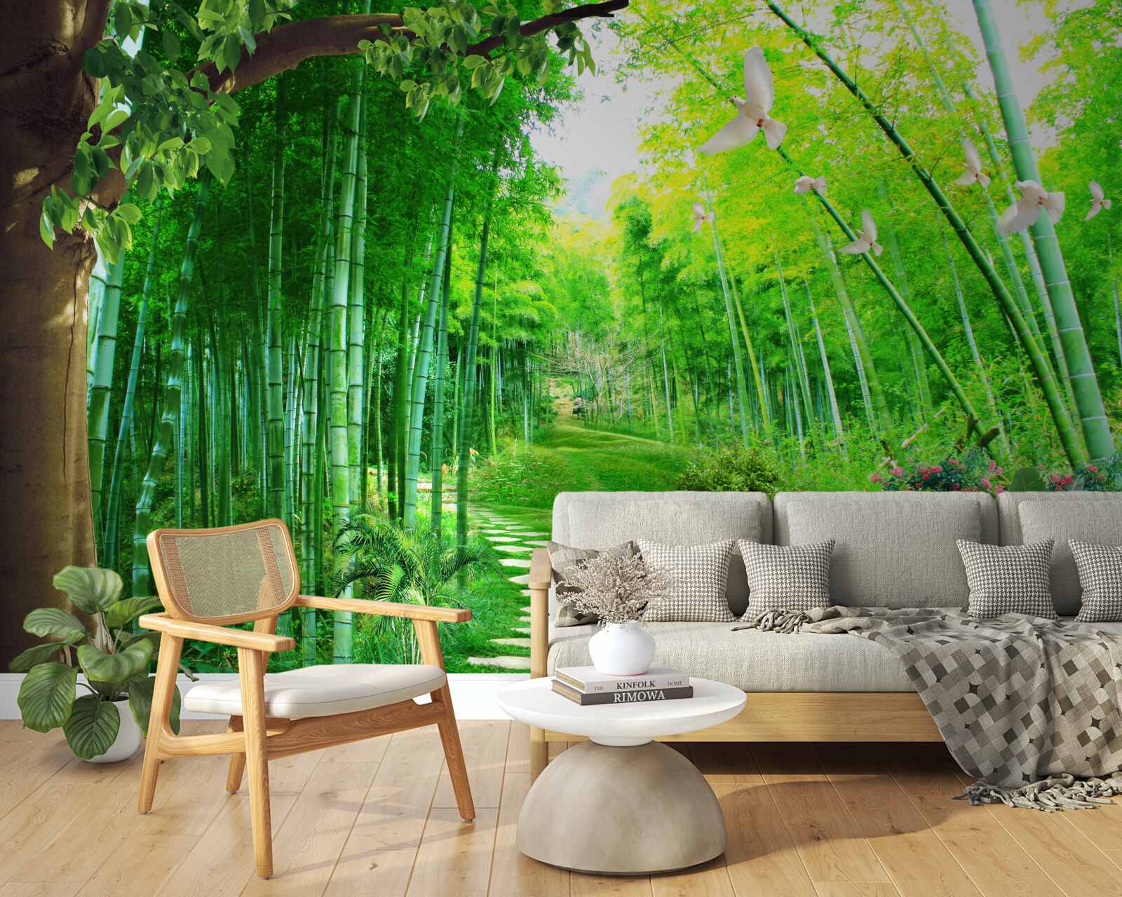 Fototapet nuanțe uimitoare în livada de bambus și pe traseu