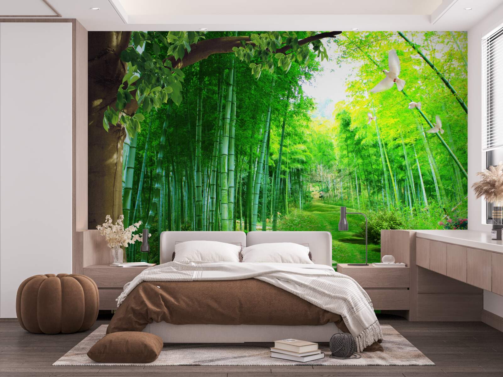 Fototapet nuanțe uimitoare în livada de bambus și pe traseu