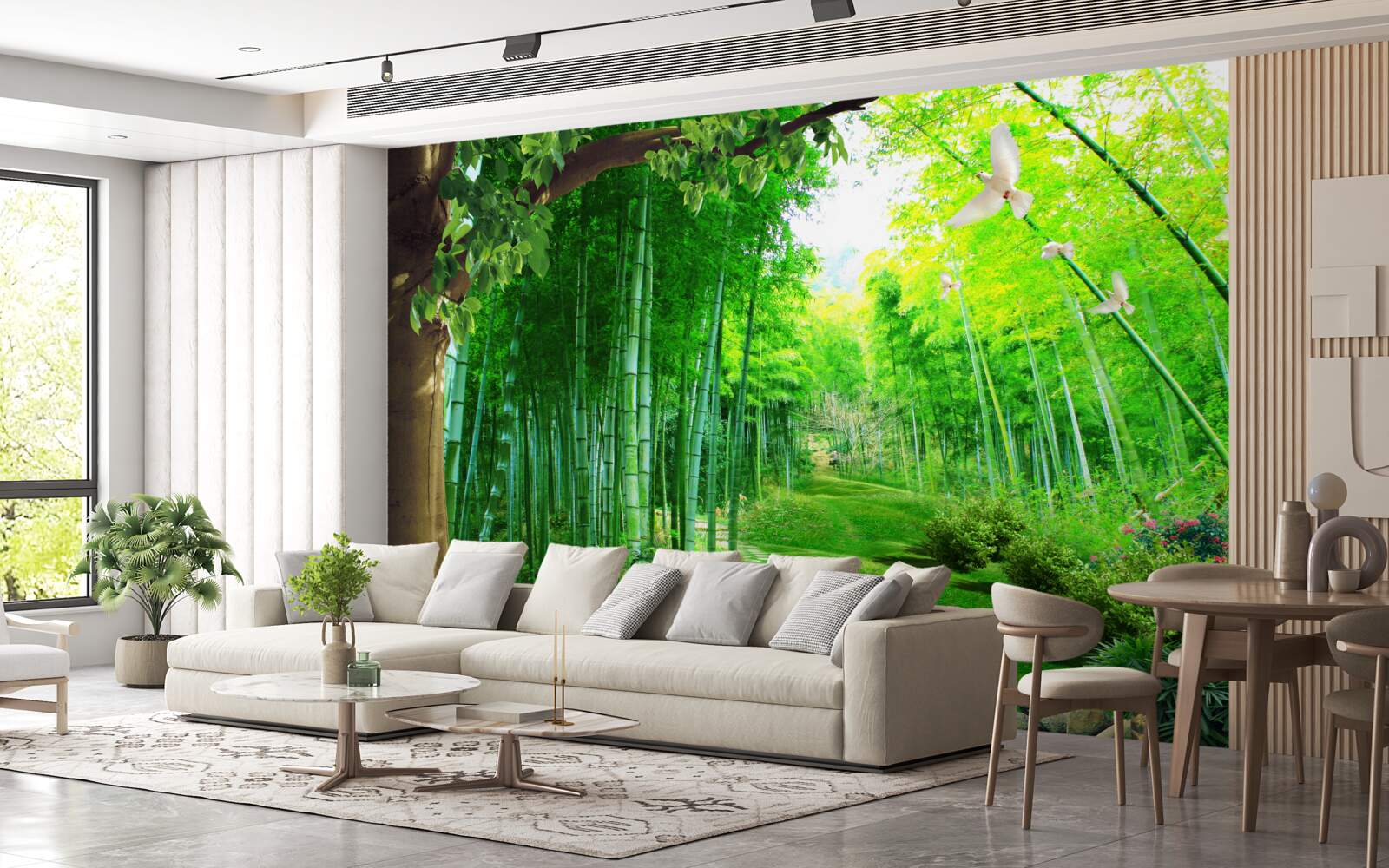 Fototapet nuanțe uimitoare în livada de bambus și pe traseu