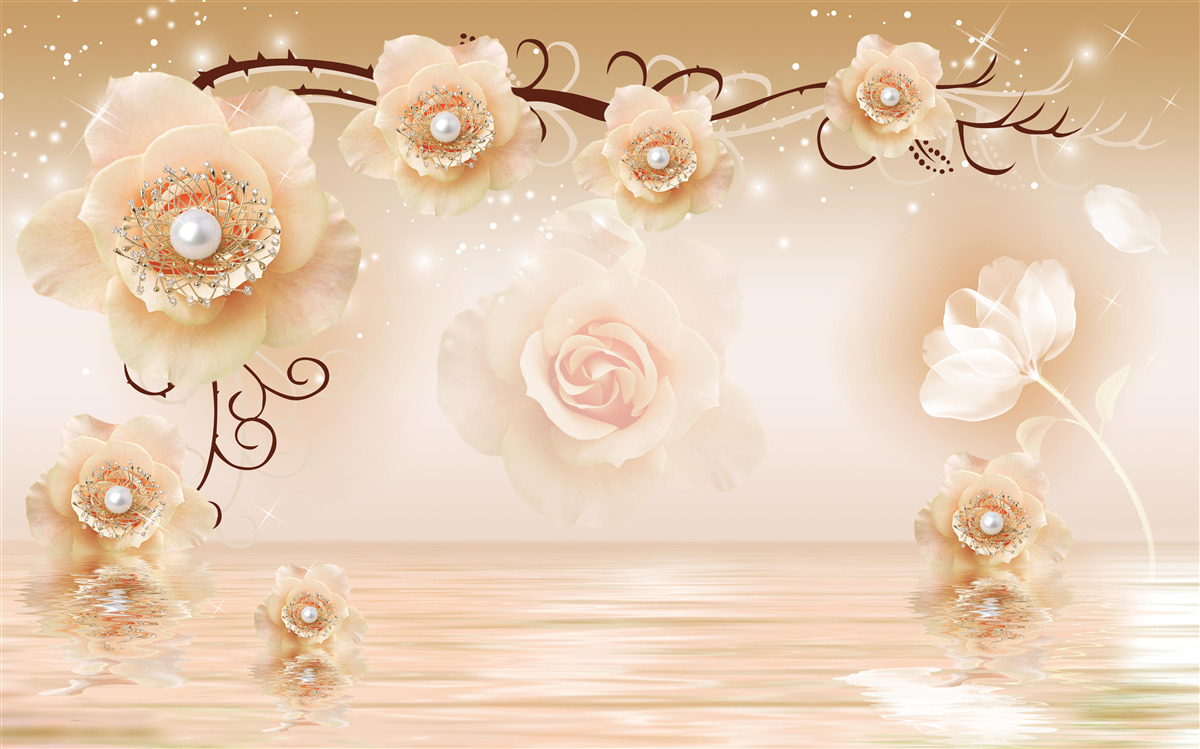 Fototapet trandafiri albi perla