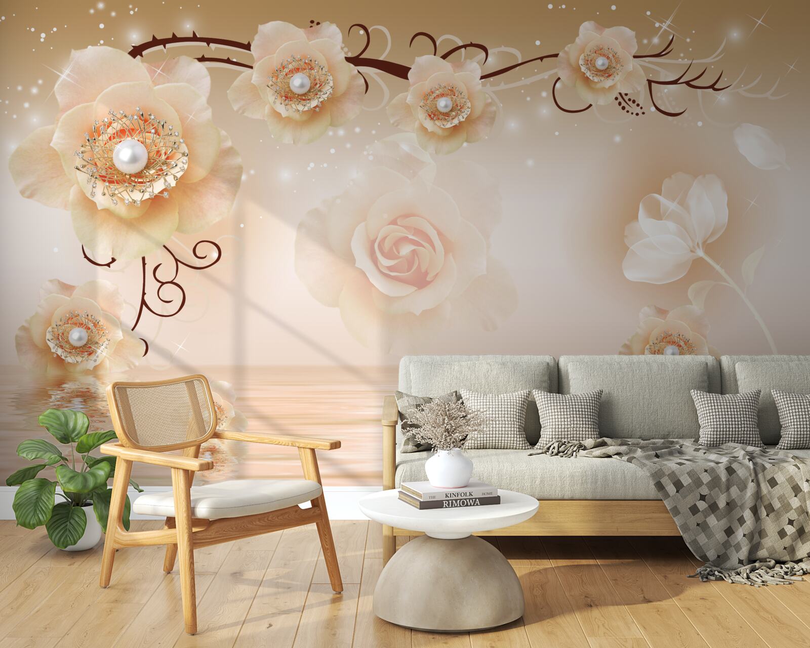 Fototapet trandafiri albi perla