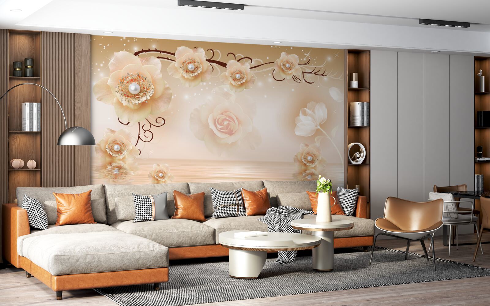 Fototapet trandafiri albi perla