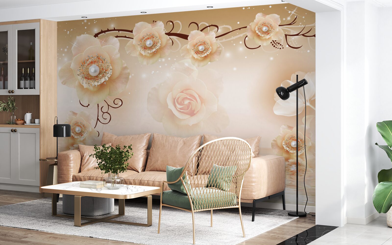 Fototapet trandafiri albi perla