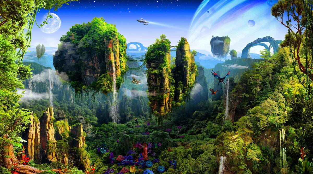 Fototapet oraș verde în stil fantasy