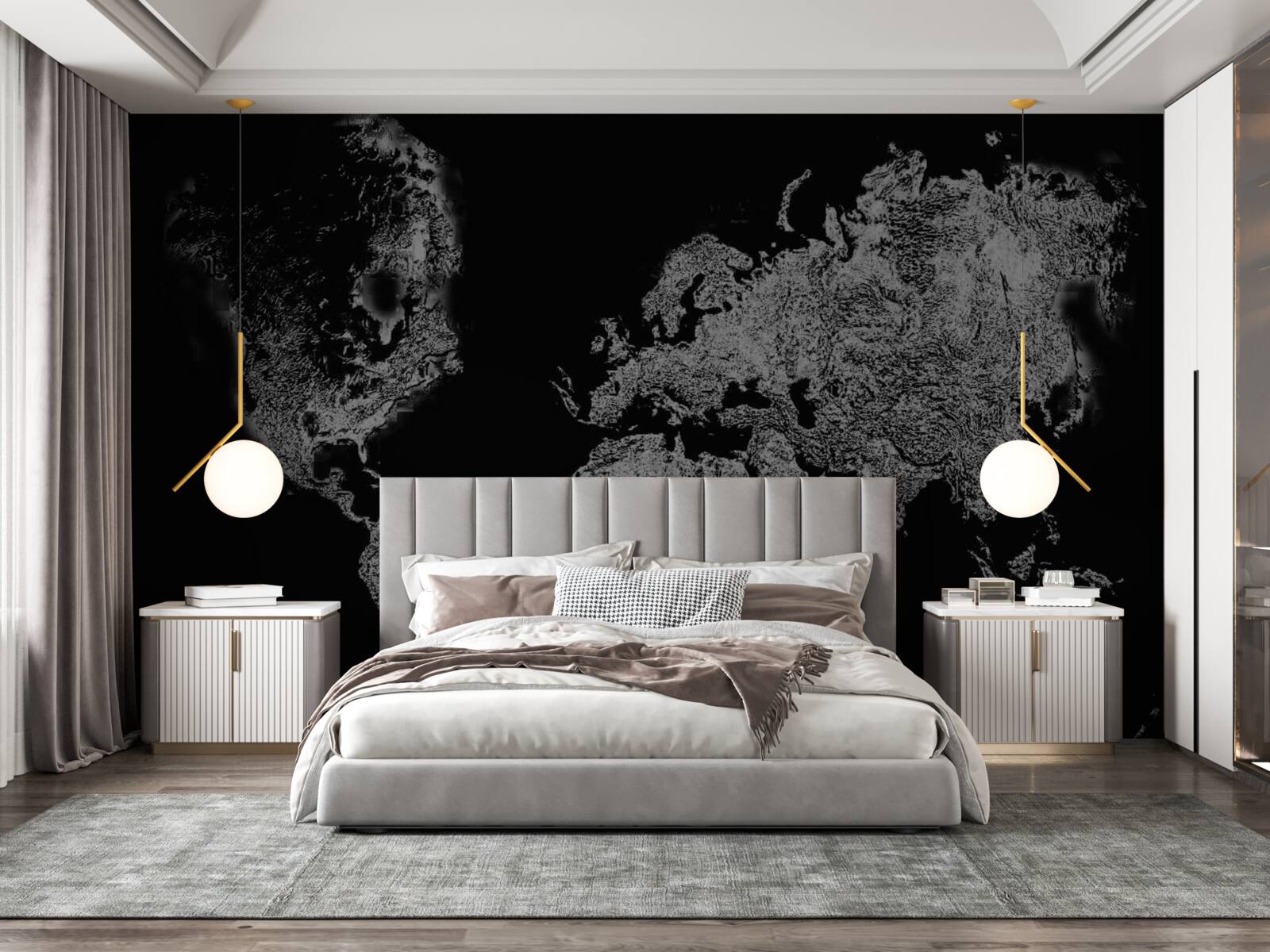 Fototapet harta lumii cu proiecție în relief